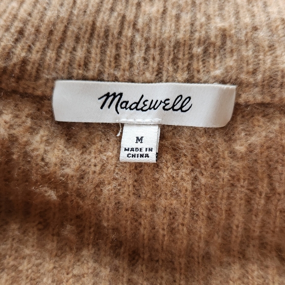 Madewell "Glenbrook Half-Zip Pullover Sweater" Heather Saddle Tan Women's Size M - Picture 9 of 12